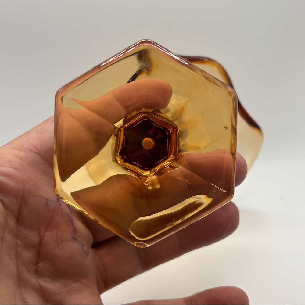VTG Westmoreland Amber Glass Jack in the Pulpit Bud Vase 6-Sided 'Hexagon' Base - Picture 7 of 9